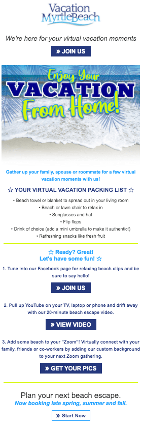 Vacation Myrtle Beach Hotel Email Messaging
