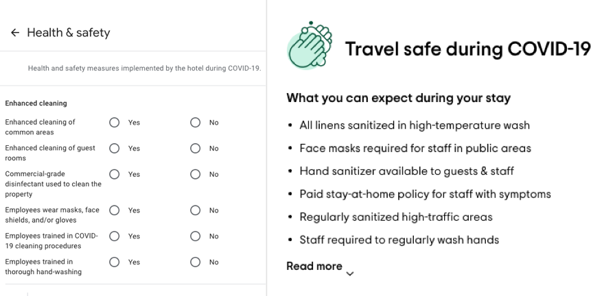 google my business and tripadvisor health and safety measures